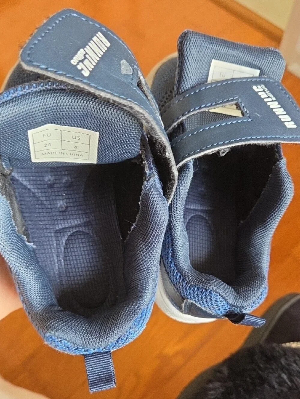 Kids Navy Velcro Sneakers with Cushioned White Sole
